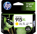 HP 915XL High Yield Yellow Ink Cartridge, 825 Pages.