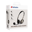 Verbatim Multimedia Headset with Boom Mic, Volume Control, USB