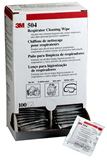 3M 504 Alcohol-Free Individually Packaged Respirator Cleaning Wipe, 100 Per Box.