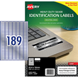 Avery Silver Heavy Duty Labels 25.4 x 10 mm, Laser, Extra Strong Permanent 189 Per sheet 20 Sheets, L6008