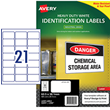 Avery White Heavy Duty Labels 63.5mm x 38.1mm  Laser, Extra Strong Permanent 21 Per sheet 25 Sheets