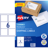 Avery L7166  Label, 6 Labels Per Sheet, 100 A4 Sheets Per Pack.