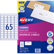 Avery L7651 Label, 65 Labels Per Sheet, 100 A4 Sheets Per Pack.