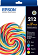 Epson 212 Std Capacity Ink Cartridges Value Pack - Black, Cyan, Magenta & Yellow