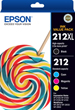 Epson 212XL Black High Yield + 212 Standard Colours Ink Cartridges Value Pack - Black, Cyan, Magenta, Yellow