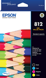 Epson 812  Standard Capacity Ink Cartridges Value Pack - Black, Cyan, Magenta, Yellow