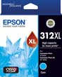Epson 312XL High Capacity Cyan Ink Cartridge, 830 Pages.