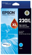Epson 220XL Cyan High Yield Ink Cartridge, 450 Pages.
