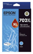 Epson 702XL Cyan High Yield Ink Cartridge, 950 Pages.