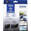 Epson 702XL Black High Yield + 702 Colours Ink Cartridge Value Pack - Black, Cyan, Magenta, Yellow