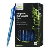 Ballpoint Retractable Pens Medium Blue Pack 50