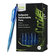 Ballpoint Retractable Pens Medium Blue Pack 50