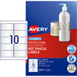 Avery L7113 Rectangular Crystal Clear A4 Label, 10 Labels Per Sheet - 10 Sheets Per Pack.