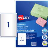 Avery L7567 Crystal Clear A4 Label, One Label Per Sheet - 25 Sheets Per Pack.