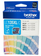 Brother LC135XLC Cyan Ink Cartridge, 1200 Pages.