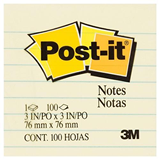 3M Sticky Post-it Notes 76x76mm Lined Yellow 100 sheets per pad ( 630-SS)