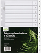 Index Dividers 12 Tabs 1-12 Numerical Polypropylene White