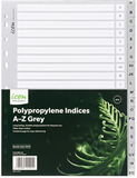 Index Dividers 20 Tabs A-Z  Alphabetical Polypropylene Grey